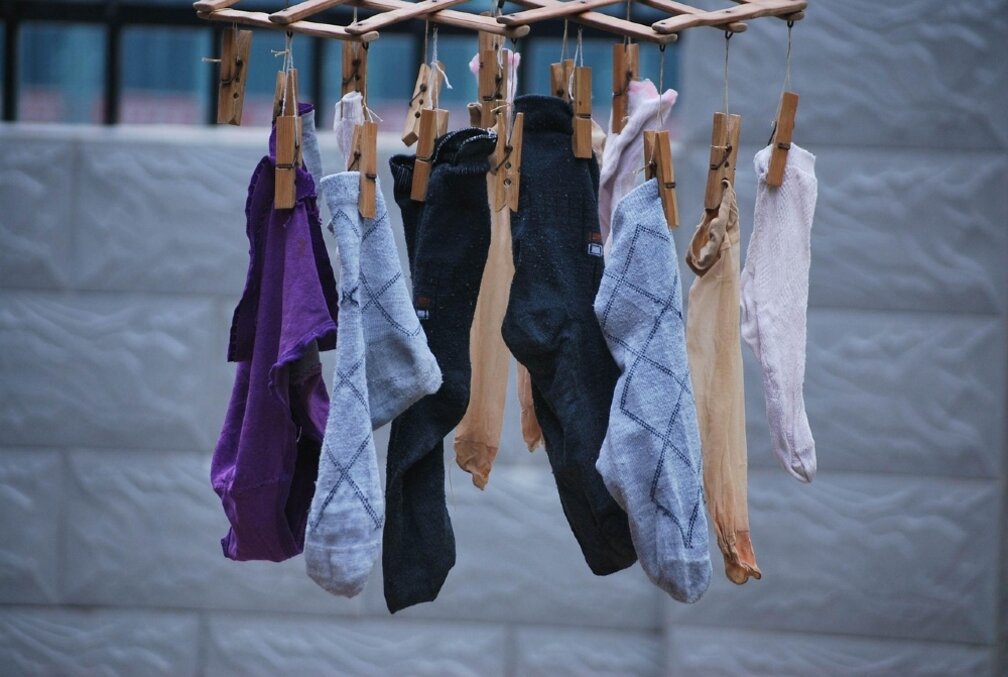 Chaussettes en train de sécher